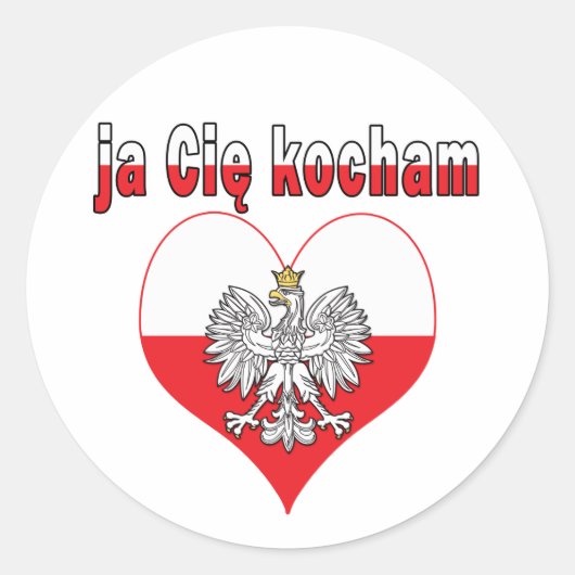 ja Cie kocham Eagle Heart Ronde Sticker (Voorkant)