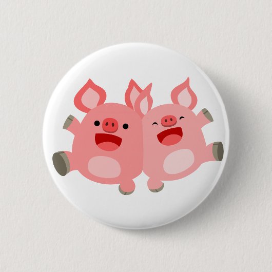 JA! Cute Cartoon Pigs Button Badge (Voorkant)