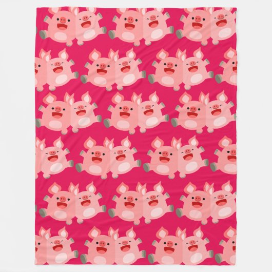 JA! Cute Cartoon Pigs Fleece Blanket (Voorkant)