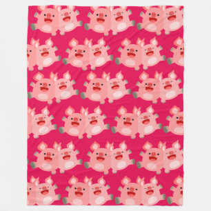 JA! Cute Cartoon Pigs Fleece Blanket Deken