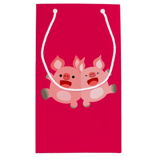 JA! Cute Cartoon Pigs Gift Bag Klein Cadeauzakje (Achterkant)