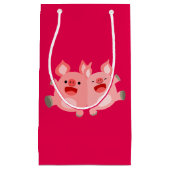 JA! Cute Cartoon Pigs Gift Bag Klein Cadeauzakje (Voorkant)