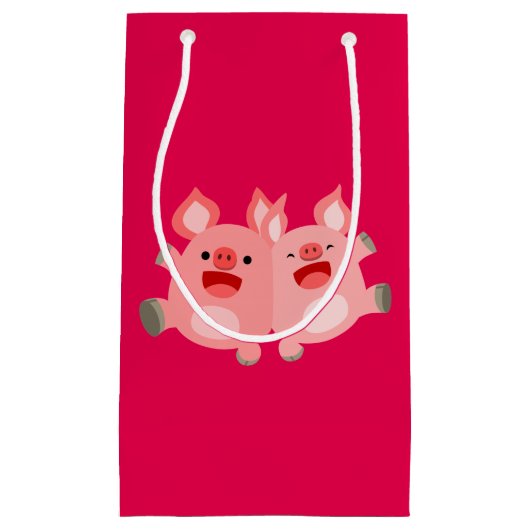 JA! Cute Cartoon Pigs Gift Bag Klein Cadeauzakje (Voorkant)