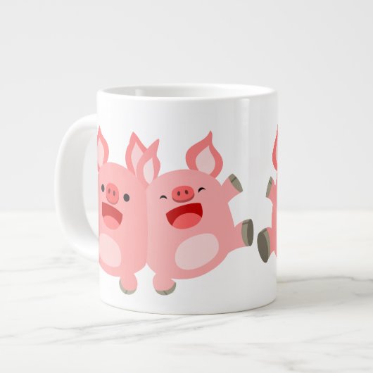JA! Cute Cartoon Pigs Jumbo Mok (Links)