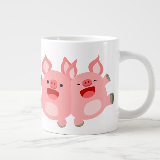 JA! Cute Cartoon Pigs Jumbo Mok (Rechts)