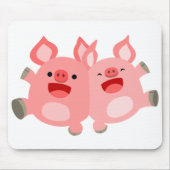JA! Cute Cartoon Pigs Mousepad Muismat (Voorkant)