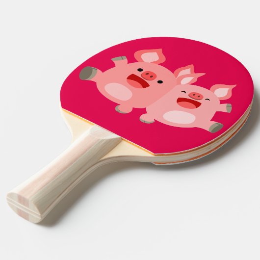 JA! Cute Cartoon Pigs Ping Pong Paddle Tafeltennisbatje (Voorkant Gekanteld)