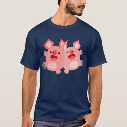 JA! Cute Cartoon Pigs T-Shirt (Voorkant)