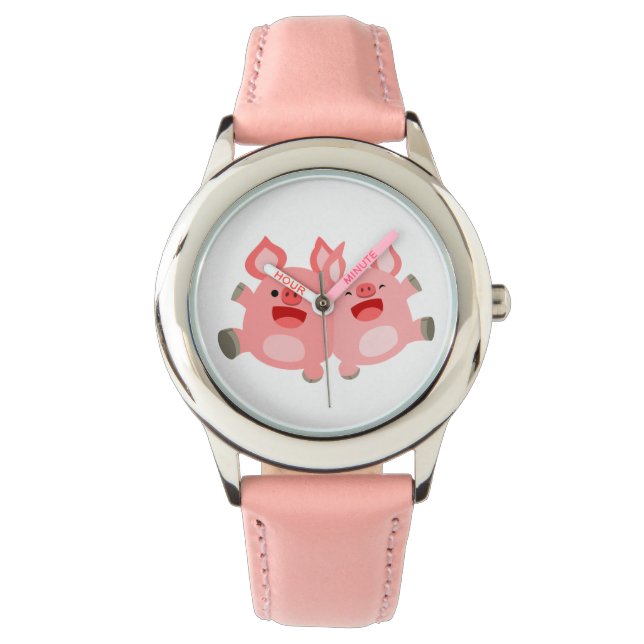 JA! Cute Cartoon Pigs Watch Horloge (Voorkant)