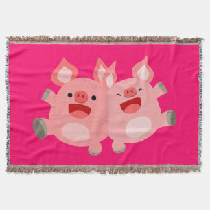 JA! Cute Cartoon varkens Throw Blanket Deken