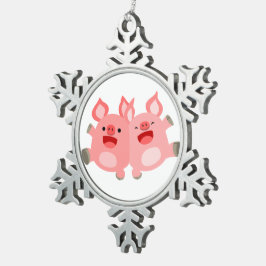 JA!! Cute Cartoon Varkens Tin Ornament