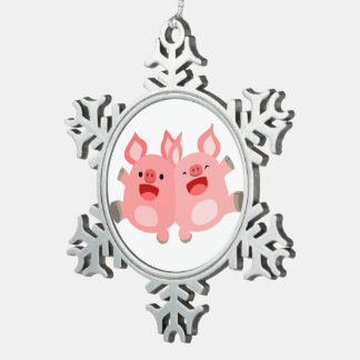 JA!! Cute Cartoon Varkens Tin Ornament