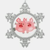 JA!! Cute Cartoon Varkens Tin Ornament (Voorkant)
