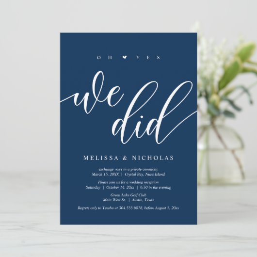 Ja, dat deden we, Black, Wedding Elopement Party I Kaart (Staand voorkant)