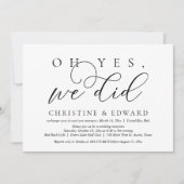 Ja, dat deden we, bruiloft Elopement Kaart (Voorkant)