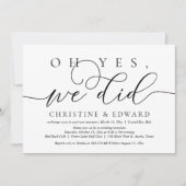 Ja, dat deden we, Wedding Elopement Uitnodiging (Voorkant)