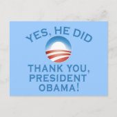 JA, DAT DEED HIJ! Dank u President Obama! Briefkaart (Voorkant)
