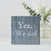Ja, dat doen we. Blue Jeans Wedding Uitnodiging (Staand voorkant)