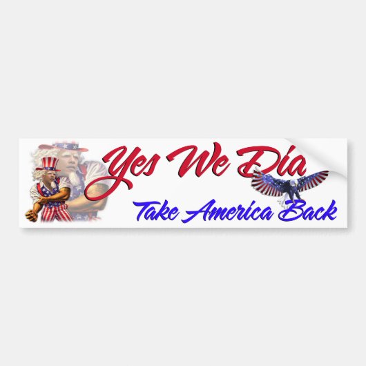 Ja, dat kunnen we, neem Amerika terug, Barack Obam Bumpersticker (Voorkant)