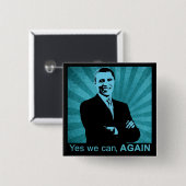Ja, dat kunnen we, nogmaals - President Barack Oba Vierkante Button 5,1 Cm (Voorkant /achterkant)