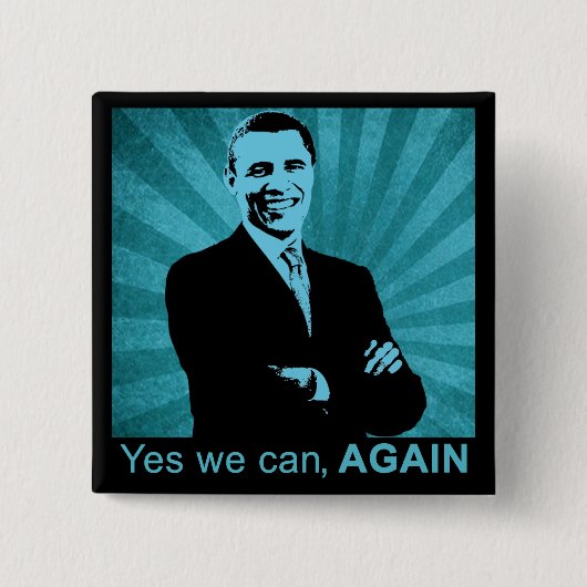 Ja, dat kunnen we, nogmaals - President Barack Oba Vierkante Button 5,1 Cm (Voorkant)
