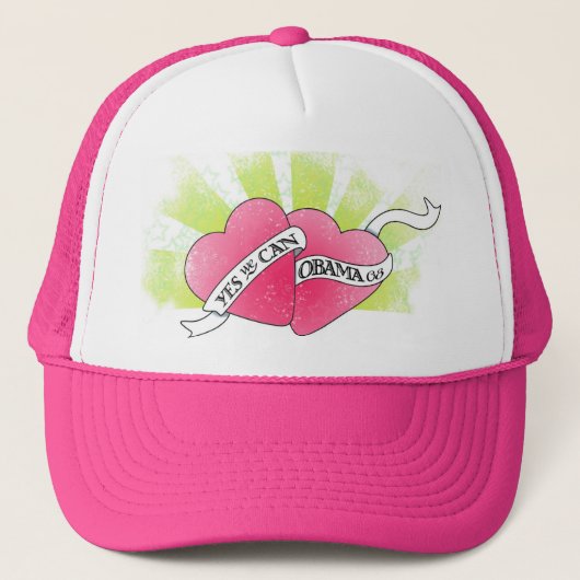 Ja dat kunnen we - Obama 08 - oude schoolstijl Tat Trucker Pet (Voorkant)