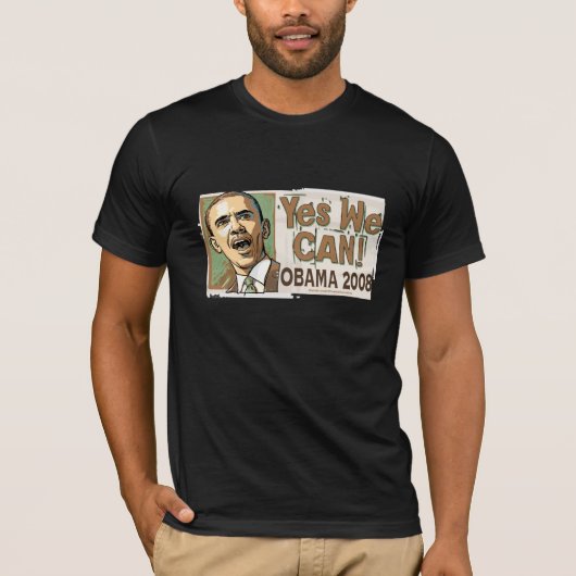 Ja, dat kunnen we. Obama 2008 donker Shirt (Voorkant)