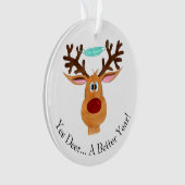 Ja Deer Rudolph Face Mask Reindeer Ornament (voorkant)