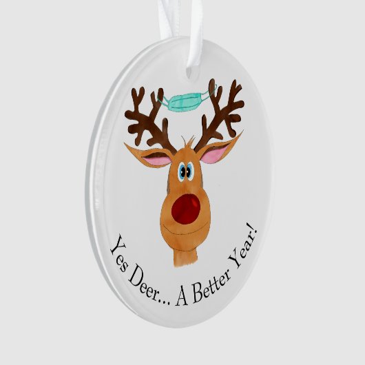 Ja Deer Rudolph Face Mask Reindeer Ornament (voorkant)