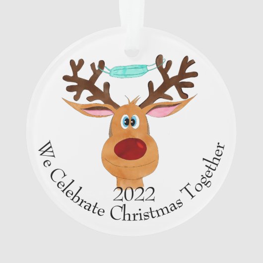 Ja Deer Rudolph Face Mask Reindeer Ornament (achterkant)