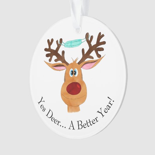 Ja Deer Rudolph Face Mask Reindeer Ornament (voorkant)
