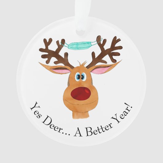 Ja Deer Rudolph Face Mask Reindeer Ornament (voorkant)
