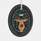 Ja Deer ... Rudolph the Face Mask Reindeer Glas Ornament (Voorkant Rechts)