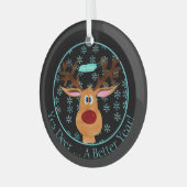 Ja Deer ... Rudolph the Face Mask Reindeer Glas Ornament (Voorkant links)
