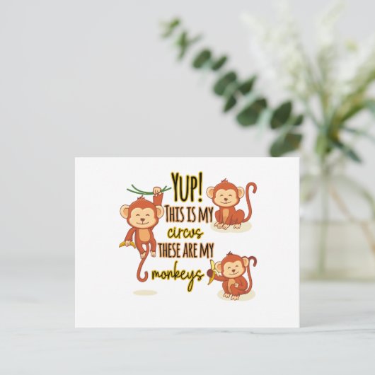 Ja! Dit is mijn Circus. Dit zijn mijn drie apen Briefkaart (Staand voorkant)