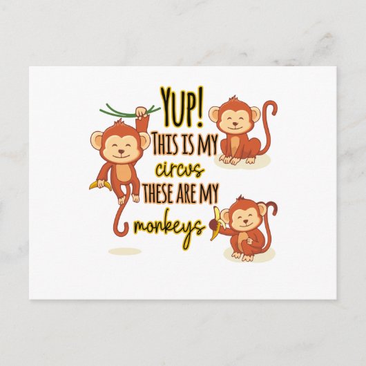 Ja! Dit is mijn Circus. Dit zijn mijn drie apen Briefkaart (Voorkant)