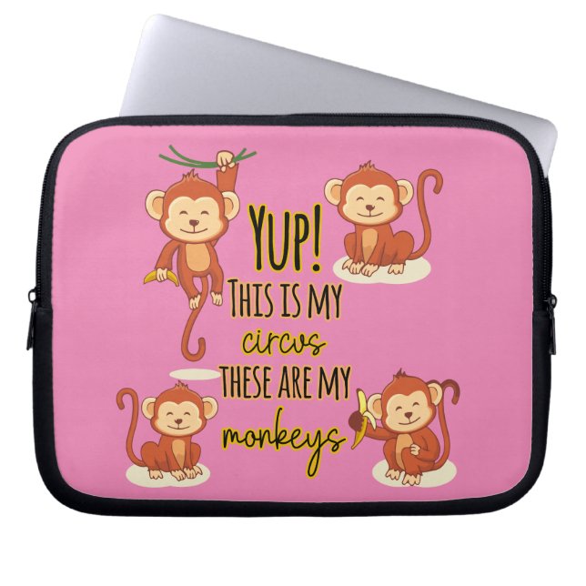 Ja! Dit is mijn Circus Dit zijn mijn vier apen Laptop Sleeve (Voorkant)