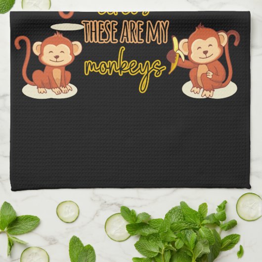 Ja! Dit is mijn Circus Dit zijn mijn vier apen Theedoek (Gevouwen)
