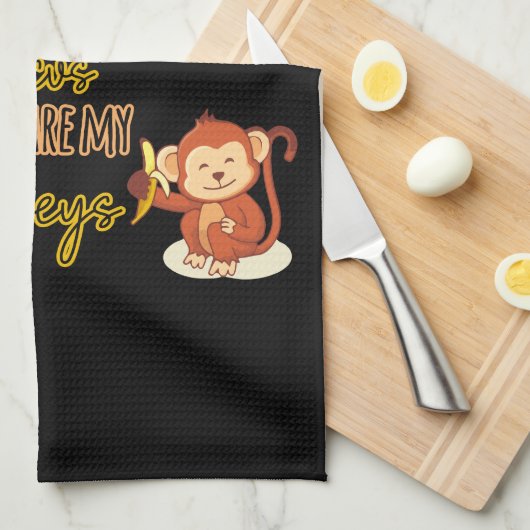 Ja! Dit is mijn Circus Dit zijn mijn vier apen Theedoek (Quarter Fold)