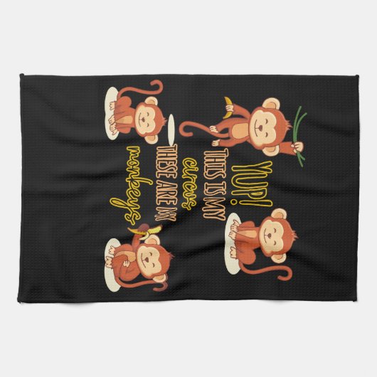 Ja! Dit is mijn Circus Dit zijn mijn vier apen Theedoek (Horizontaal)