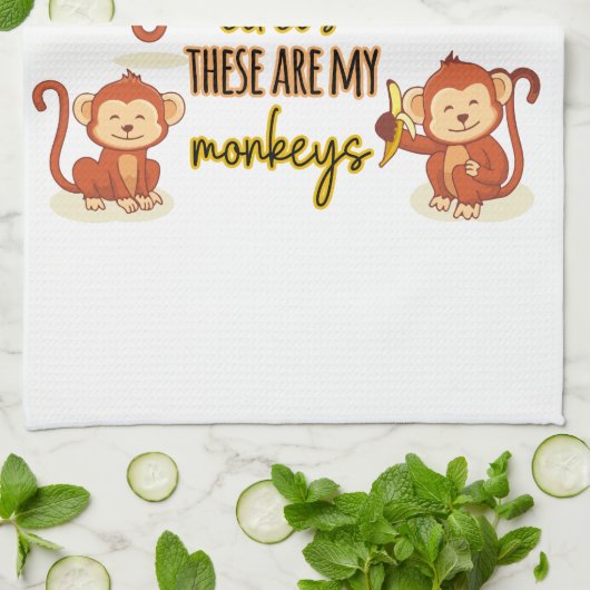 Ja! Dit is mijn Circus Dit zijn mijn vier apen Theedoek (Gevouwen)