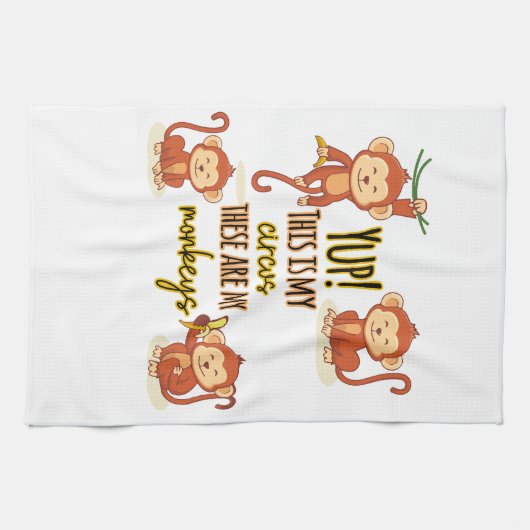 Ja! Dit is mijn Circus Dit zijn mijn vier apen Theedoek (Horizontaal)