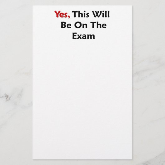 Ja, dit zal op het examen staan briefpapier (Voorkant)