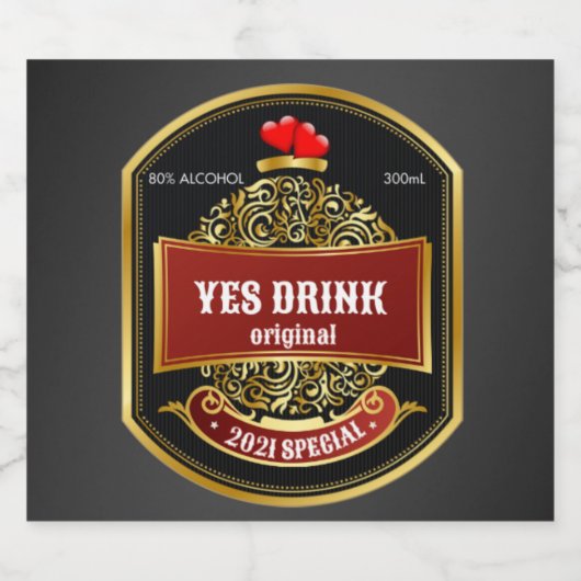 Ja drink likeurfles etiket (Enkel label)