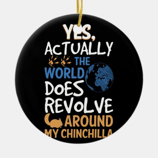 Ja, eigenlijk is de wereld rond Chinchilla Keramisch Ornament (Voorkant)