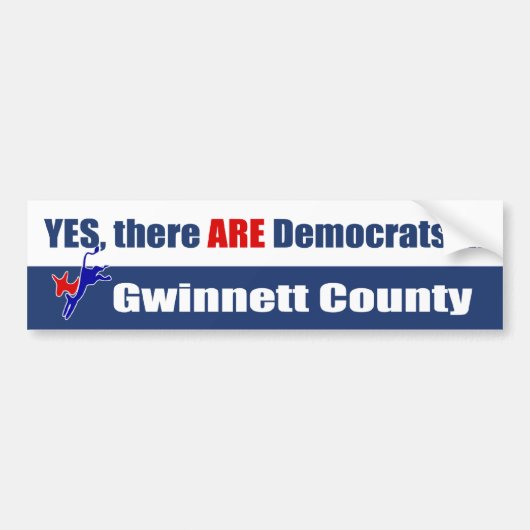 Ja, er zijn are-democraten in Gwinnett County Bumpersticker (Voorkant)