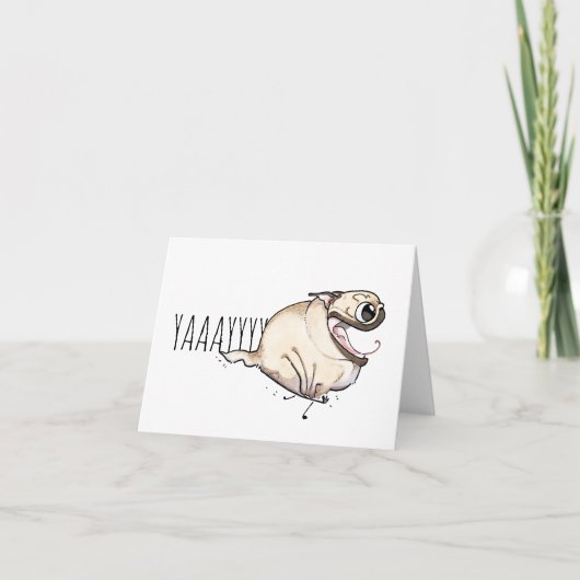 JA! Fawn Pug Zoomies Card Kaart (Voorkant)