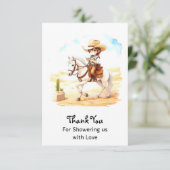 Ja, Fiesta! Waterverf Cowboy Baby shower Bedankkaart (Staand voorkant)