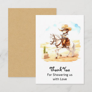 Ja, Fiesta! Waterverf Cowboy Baby shower Bedankkaart