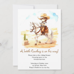 Ja, Fiesta! Waterverf Cowboy Baby shower Kaart